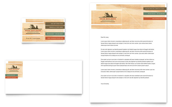 Business Card & Letterhead Template Design - Home Builders & Construction