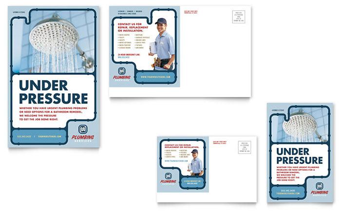 Postcard Template Design - Plumbing Services