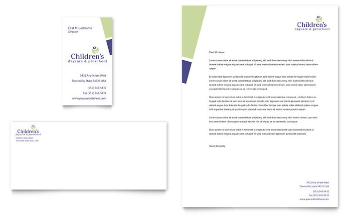 Business Card & Letterhead Template Design - Child Care & Preschool