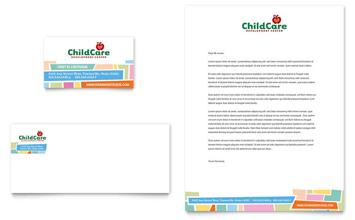 Business Card & Letterhead Template Design - Preschool Kids & Day Care