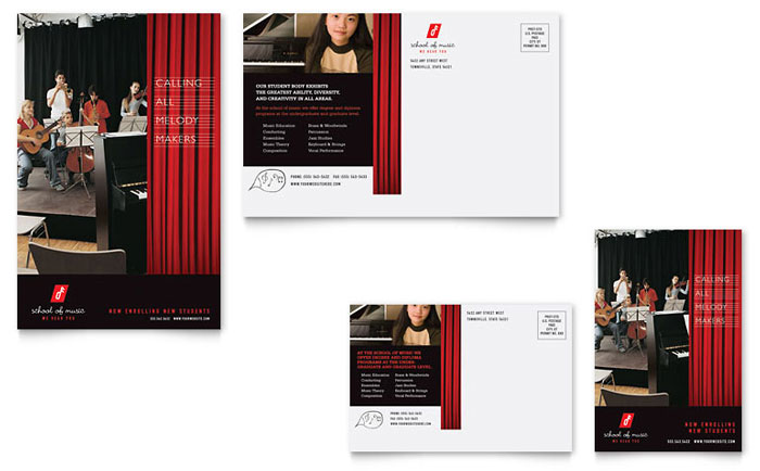 Postcard Template Design - Music School