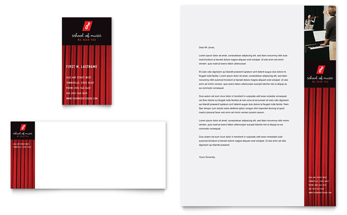 Business Card & Letterhead Template Design - Music School