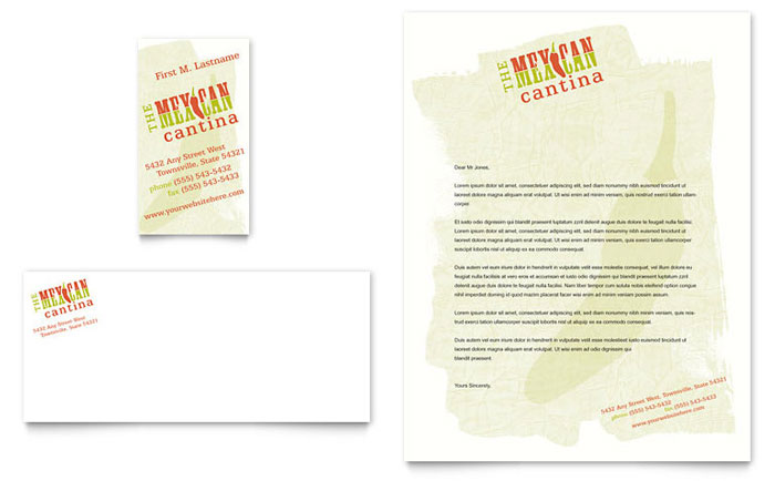 Business Card & Letterhead Template Design - Mexican Restaurant
