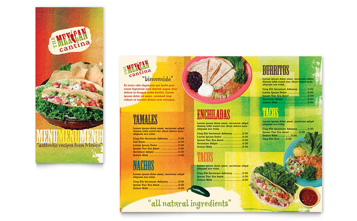Take-out Brochure Template Design - Mexican Restaurant