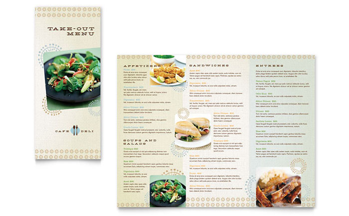 Take-out Brochure Template Design - Cafe Deli Restaurant