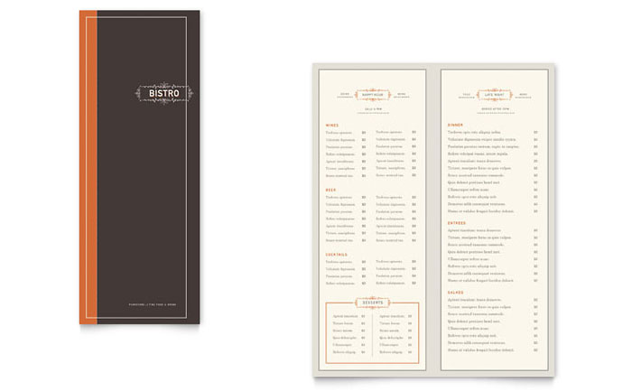 Take-out Brochure Template Design - Bistro Restaurant