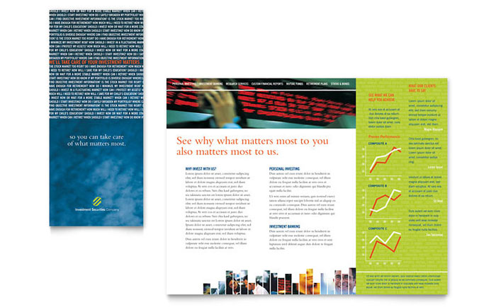 Tri Fold Brochure Template Design - Investment Securities Company