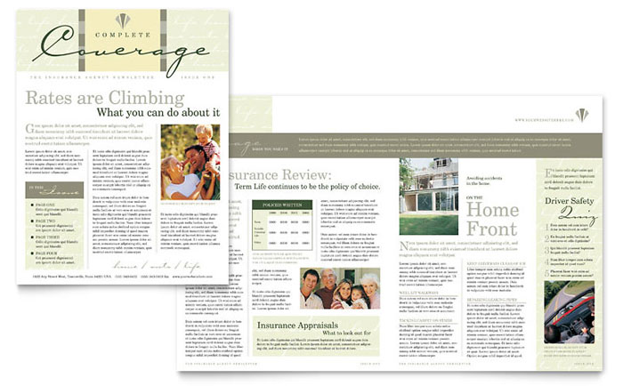 Newsletter Template Design - Life & Auto Insurance Company
