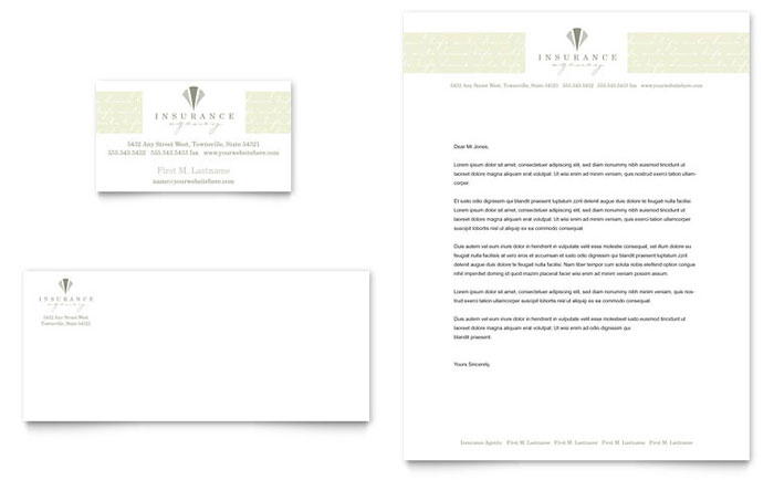 Business Card & Letterhead Template Design - Life & Auto Insurance Company