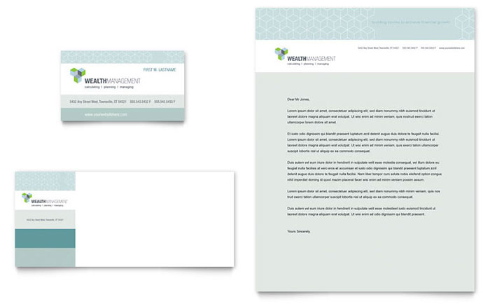Business Card & Letterhead Template Design - Wealth Management Services
