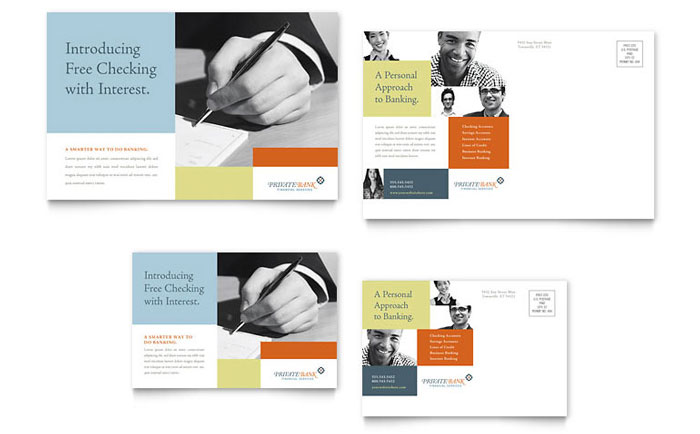 Postcard Template Design - Private Bank