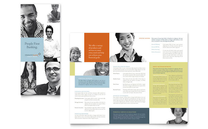 Tri Fold Brochure Template Design - Private Bank
