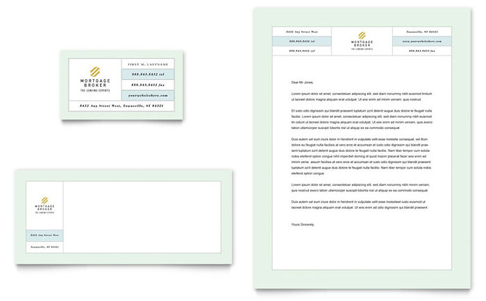 Business Card & Letterhead Template Design - Mortgage Lenders