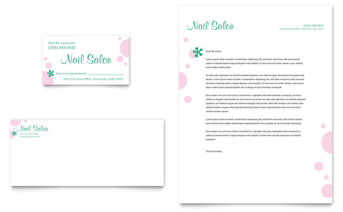 Business Card & Letterhead Template Design - Nail Salon
