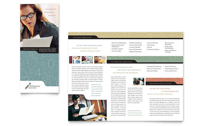 Tri Fold Brochure Template Design - Bookkeeping & Accounting Services