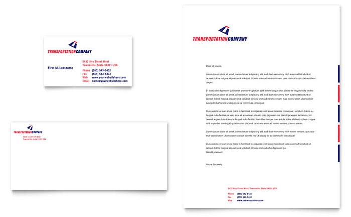 Business Card & Letterhead Template Design - Transportation Company