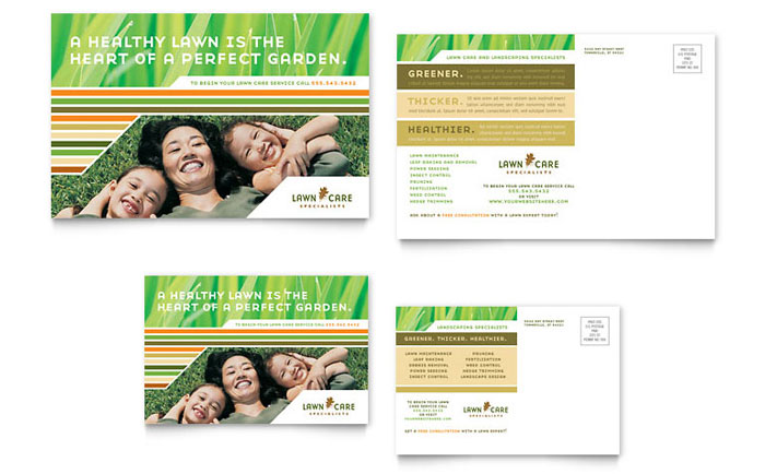Postcard Template Design - Lawn Care & Mowing Services