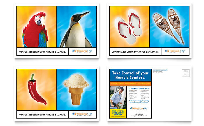 Postcard Template Design - Heating & Air Conditioning Company