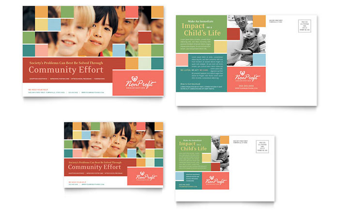 Postcard Template Design - Non Profit Association for Children