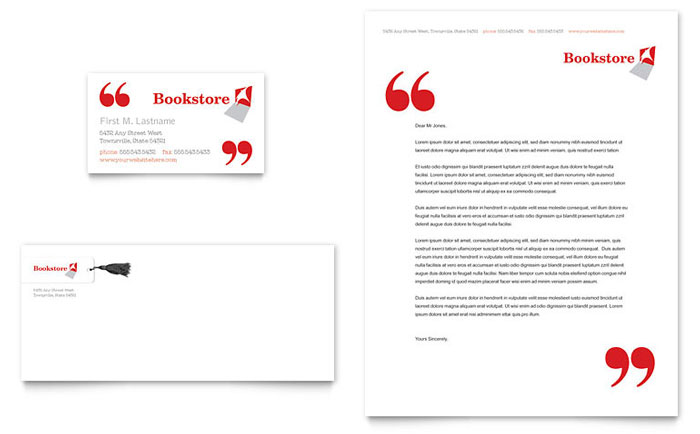 Business Card & Letterhead Template Design - Bookstore & Library
