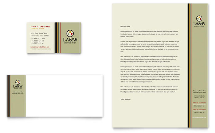 Business Card & Letterhead Template Design - Lawyer & Law Firm