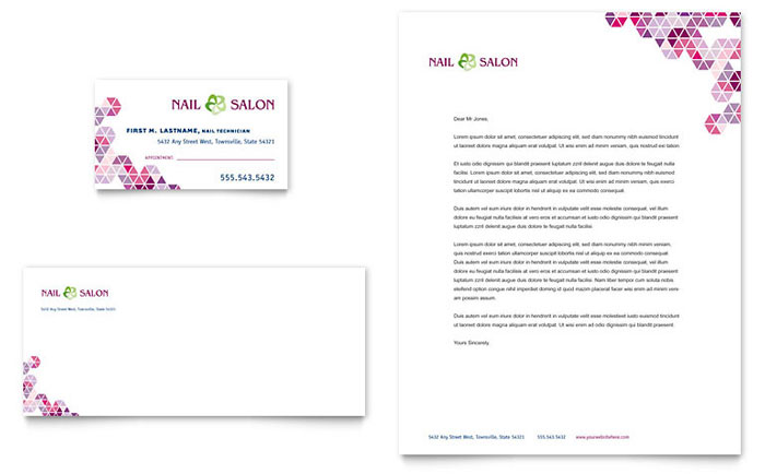 Business Card & Letterhead Template Design - Nail Salon