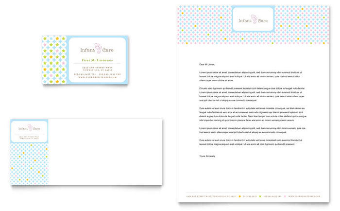 Business Card & Letterhead Template Design - Babysitting & Infant Care