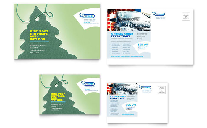 Postcard Template Design - Car Cleaning