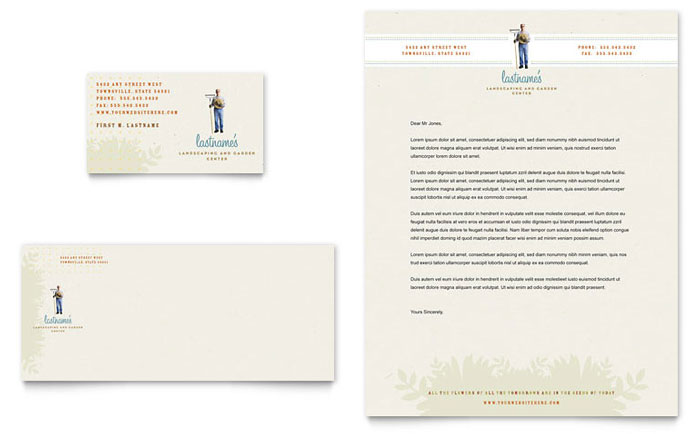 Business Card & Letterhead Template Design - Landscape & Garden Store