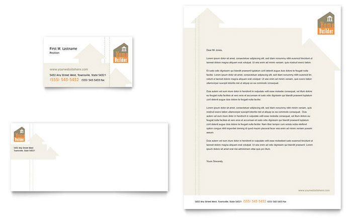 Business Card & Letterhead Template Design - Home Building & Construction