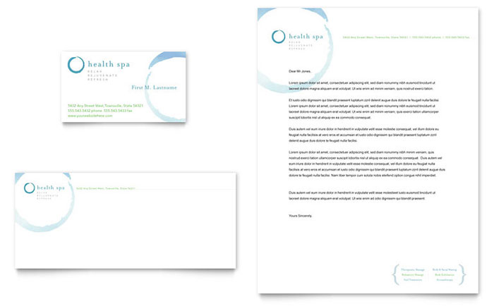 Business Card & Letterhead Template Design - Day Spa & Resort