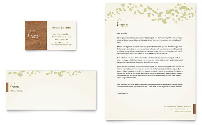Business Card & Letterhead Template Design - Natural Health Spa Center