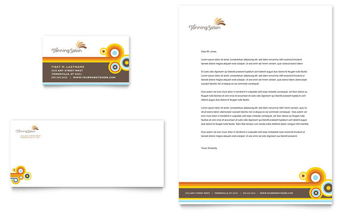 Business Card & Letterhead Template Design - Tanning Salon