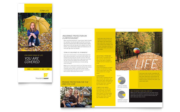 Tri Fold Brochure Template Design - Insurance Agent