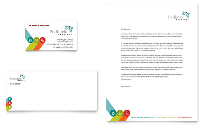 Business Card & Letterhead Template Design - Pediatrician & Child Care