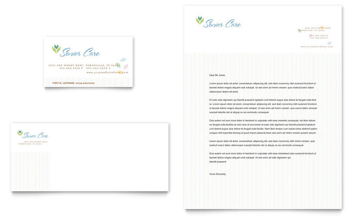 Business Card & Letterhead Template Design - Elder Care & Nursing Home Facility