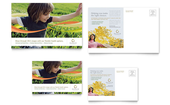 Postcard Template Design - Health Insurance Company