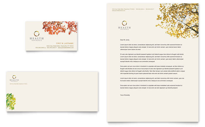 Business Card & Letterhead Template Design - Health Insurance Company