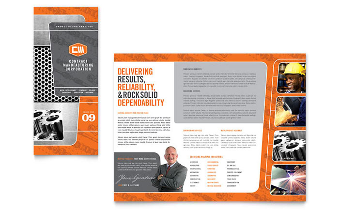 Tri Fold Brochure Template Design - Manufacturing Engineering