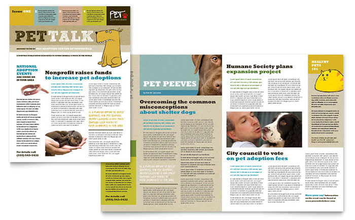 Newsletter Template Design - Animal Shelter & Pet Adoption