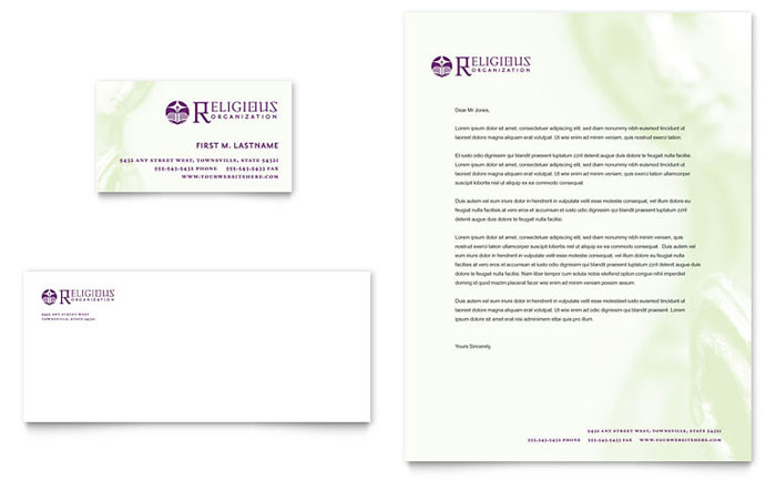 Business Card & Letterhead Template Design - Catholic Parish and School