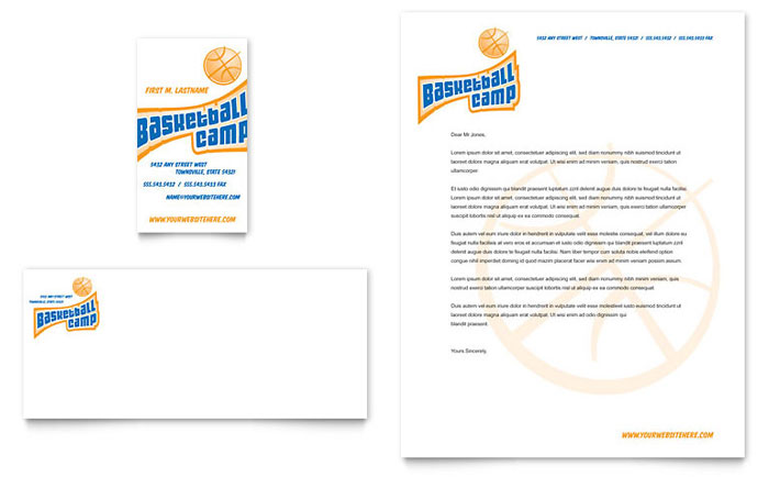 Business Card & Letterhead Template Design - Basketball Sports Camp