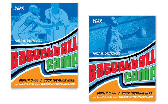 Poster Template Design - Basketball Sports Camp
