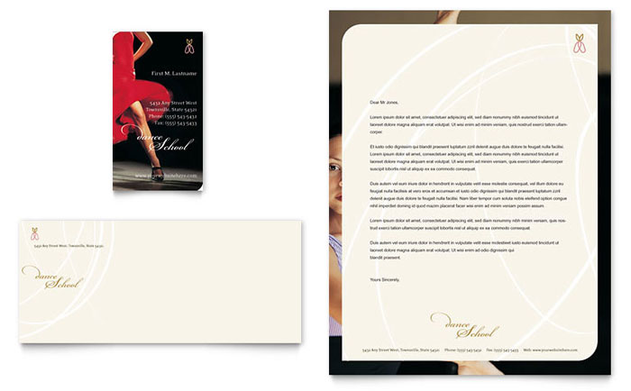 Business Card & Letterhead Template Design - Dance School