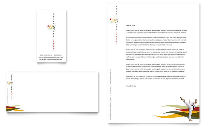 Business Card & Letterhead Template Design - Martial Arts Instructor & School