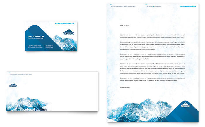 Business Card & Letterhead Template Design - Ski & Snowboard Instructor