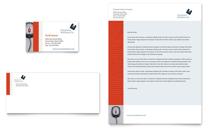 Business Card & Letterhead Template Design - Computer Software Company