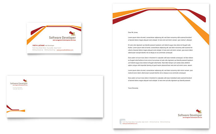 Business Card & Letterhead Template Design - Software Developer