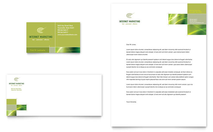 Business Card & Letterhead Template Design - Internet Marketing