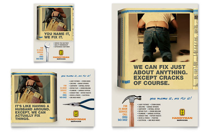 Home Repair Services Flyer & Ad Template Design - InDesign, Illustrator, Word, Publisher, Pages, QuarkXPress, CorelDraw